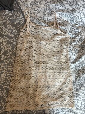 wild fable Beige Crochet Camisole Slip Dress